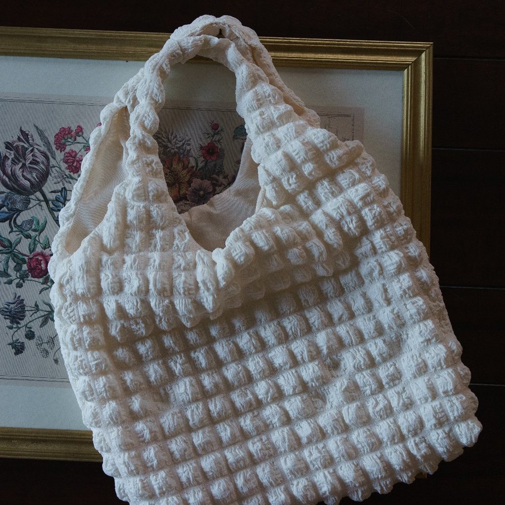 Textured cloud purse - cream tote bag